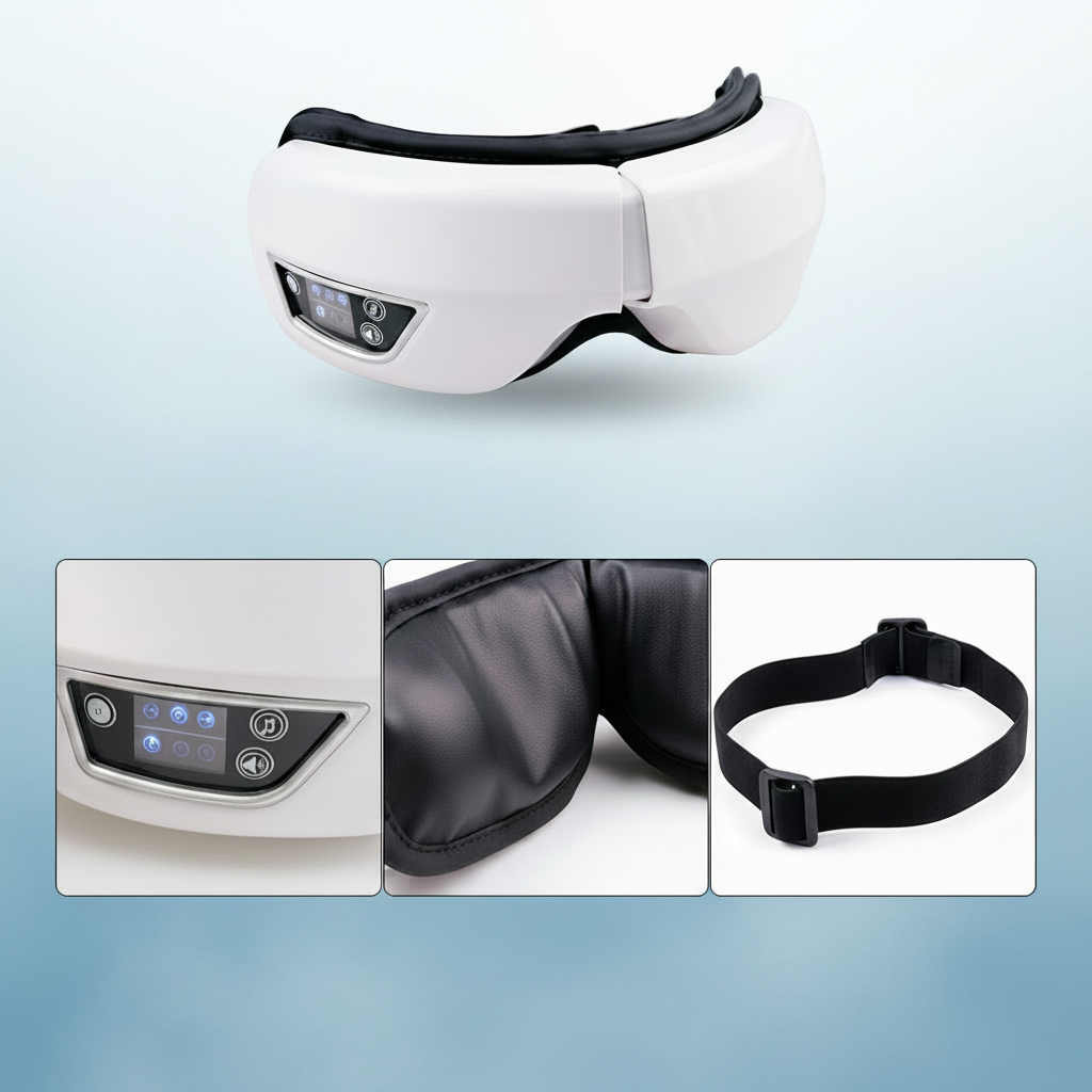 EyeZen - eye massager feature layout misty blue background